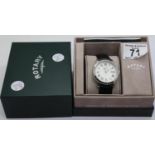 Gents Rotary wristwatch, steel cased on a leather strap, D: 3.5 cm. P&P Group 1 (£14+VAT for the