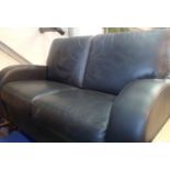 Two seater leather settee. Not available for in-house P&P, contact Paul O'Hea at Mailboxes on