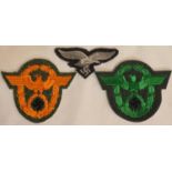 German WWII reenactment embroidered NSFK orange uniform patch. P&P Group 1 (£14+VAT for the first