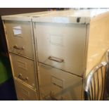 Pair of painted metal narrow four drawer filing cabinets. Not available for in-house P&P, contact