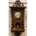 Large Vienna type Gustav Becker chiming wall clock, H: 80 cm. Not available for in-house P&P,