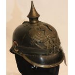 WWI Imperial German M15 Pickelhaube with cockades and chinstrap. P&P Group 1 (£14+VAT for the