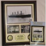 100th anniversary of the Titanic commemorative frame containing three photographs and two coins. P&P