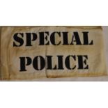 British WWII reenactment Special Police armband. P&P Group 1 (£14+VAT for the first lot and £1+VAT