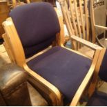 Three wooden framed office chairs. Not available for in-house P&P, contact Paul O'Hea at Mailboxes