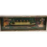 Wall mounted cased Titanic ships half block diorama, 106 x 34 cm. Not available for in-house P&P,