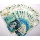 Twelve AA £5 notes in circulated condition including AA10. P&P Group 1 (£14+VAT for the first lot
