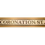 Cast iron Coronation Street sign, L: 62 cm. P&P Group 1 (£14+VAT for the first lot and £1+VAT for