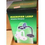 New boxed 12" flexible neck 3.5" battery operated magnifier lamp. P&P Group 2 (£18+VAT for the first