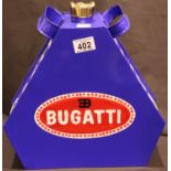 Blue Bugatti petrol can, H: 34 cm. P&P Group 3 (£25+VAT for the first lot and £5+VAT for