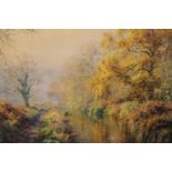 Large limited edition print Autumn Walk by REXN Preston 28/500, 64 x 42 cm. Not available for in-