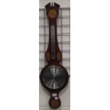 Antique type Committi aneroid barometer thermometer with shell inlaid oak case. Glass broken. Not