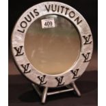 Chrome Louis Vuitton dressing table mirror, H: 28 cm. P&P Group 2 (£18+VAT for the first lot and £