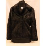 Vintage black rabbit ladies fur coat, size S. P&P Group 2 (£18+VAT for the first lot and £3+VAT