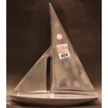Cast stainless steel sailing ship, H: 30 cm. P&P Group 3 (£25+VAT for the first lot and £5+VAT for