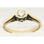 9ct gold diamond solitaire ring, size L/M, 2.1g. P&P Group 1 (£14+VAT for the first lot and £1+VAT