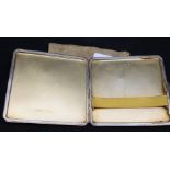 Vintage 1939 hallmarked silver cigarette case in original pouch, 95g, vacant cartouche and