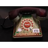 Coca Cola illumination telephone with current fitting, H: 16 cm. P&P Group 3 (£25+VAT for the