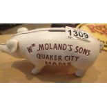 Cast iron pig money box, L: 20 cm. P&P Group 1 (£14+VAT for the first lot and £1+VAT for