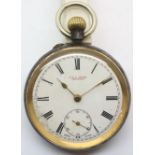 Gunmetal and gold plated crown wind pocket watch by A&J Smith Aberdeen. P&P Group 1 (£14+VAT for the