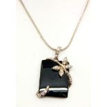 Silver and French jet necklace, L: 38 cm. P&P Group 1 (£14+VAT for the first lot and £1+VAT for