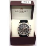 Boxed gents Accurist divers chronograph wristwatch, dial D: 40 mm. P&P Group 1 (£14+VAT for the