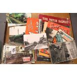 Assorted railway books and approximately fifty colour train postcards. P&P Group 1 (£14+VAT for