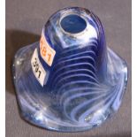 Signed Adrian Sankey blue glass light shade, H: 13cm. P&P Group 2 (£18+VAT for the first lot and £