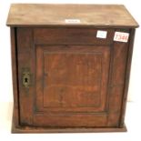 Georgian oak spice cupboard of small proportions with internal dividers, 34 x 19 x 34 cm H. Not