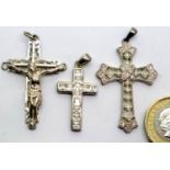 Three 925 silver cross pendants. P&P Group 1 (£14+VAT for the first lot and £1+VAT for subsequent