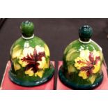 Two boxed 1983 Pansy pattern Moorcroft bells, H: 11 cm. P&P Group 2 (£18+VAT for the first lot