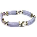 Purple jade silver mounted bracelet. P&P Group 1 (£14+VAT for the first lot and £1+VAT for