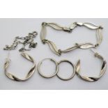 Silver bracelet and two pairs of silver earrings, combined 13g. P&P Group 1 (£14+VAT for the first