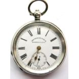 925 Silver pocket watch by The Veracity Watch Masters Ltd, working at lotting. P&P Group 1 (£14+