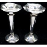 Pair of hallmarked silver weighted bud vases, assay Birmingham, H: 12 cm. P&P Group 1 (£14+VAT for