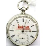 Heavy Chester hallmarked silver railway timekeeper pocket watch second hand detached. Not working at