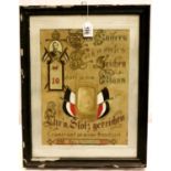 WWI framed Imperial German service record collage, 38 x 29 cm. P&P Group 3 (£25+VAT for the first