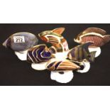 Set of six Royal Crown Derby tropical fish, tallest H: 13 cm. P&P Group 3 (£25+VAT for the first lot