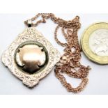 Hallmarked silver gilt fob and 925 neck chain, 15g. P&P Group 1 (£14+VAT for the first lot and £1+