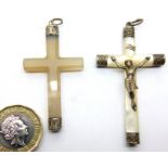 Two jade cross pendants, each H: 5 cm, combined 10.9g. P&P Group 1 (£14+VAT for the first lot and £