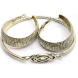 925 silver bangle and a pair of large 925 silver earrings, combined 17g. P&P Group 1 (£14+VAT for