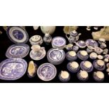 Large quantity of blue white ceramics including Churchill Woods etc, approximately seventy pieces in