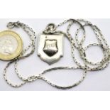 Hallmarked silver fob and 925 silver neck chain, 16g. P&P Group 1 (£14+VAT for the first lot and £