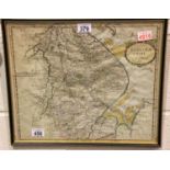 Framed and glazed Robert Morden map of Lincolnshire. Not available for in-house P&P, contact Paul