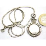 Hallmarked silver fob and neck chain, 16g. P&P Group 1 (£14+VAT for the first lot and £1+VAT for