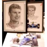 Two prints of Ayrton Senna by Geoff Lee, Winning For Ayrton, and a tribute to Ayrton Senna and a