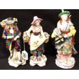 Three good quality continental figurines, all with damages. P&P Group 3 (£25+VAT for the first lot