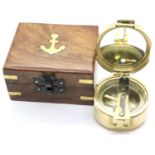 Boxed brass compass marked Stanley, box 10 x 8 cm. P&P Group 1 (£14+VAT for the first lot and £1+VAT