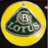 Large chrome Lotus sign, D: 36 cm. P&P Group 3 (£25+VAT for the first lot and £5+VAT for