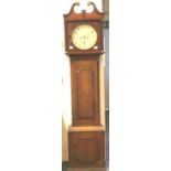 George III oak cased eight day longcase clock, the circular enamelled dial with Arabic chapters